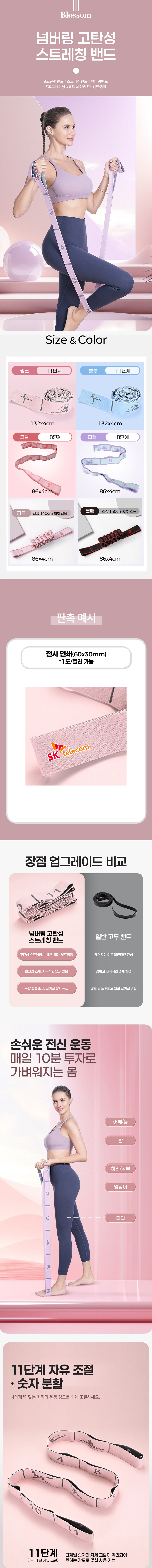Blossom 넘버링 고탄성 스트레칭 밴드 1P 상세 이미지